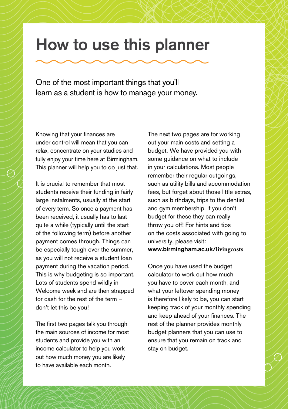 University Budget Planner, Page 3