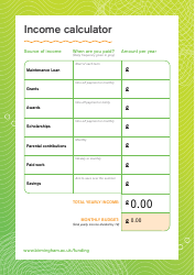 University Budget Planner, Page 5