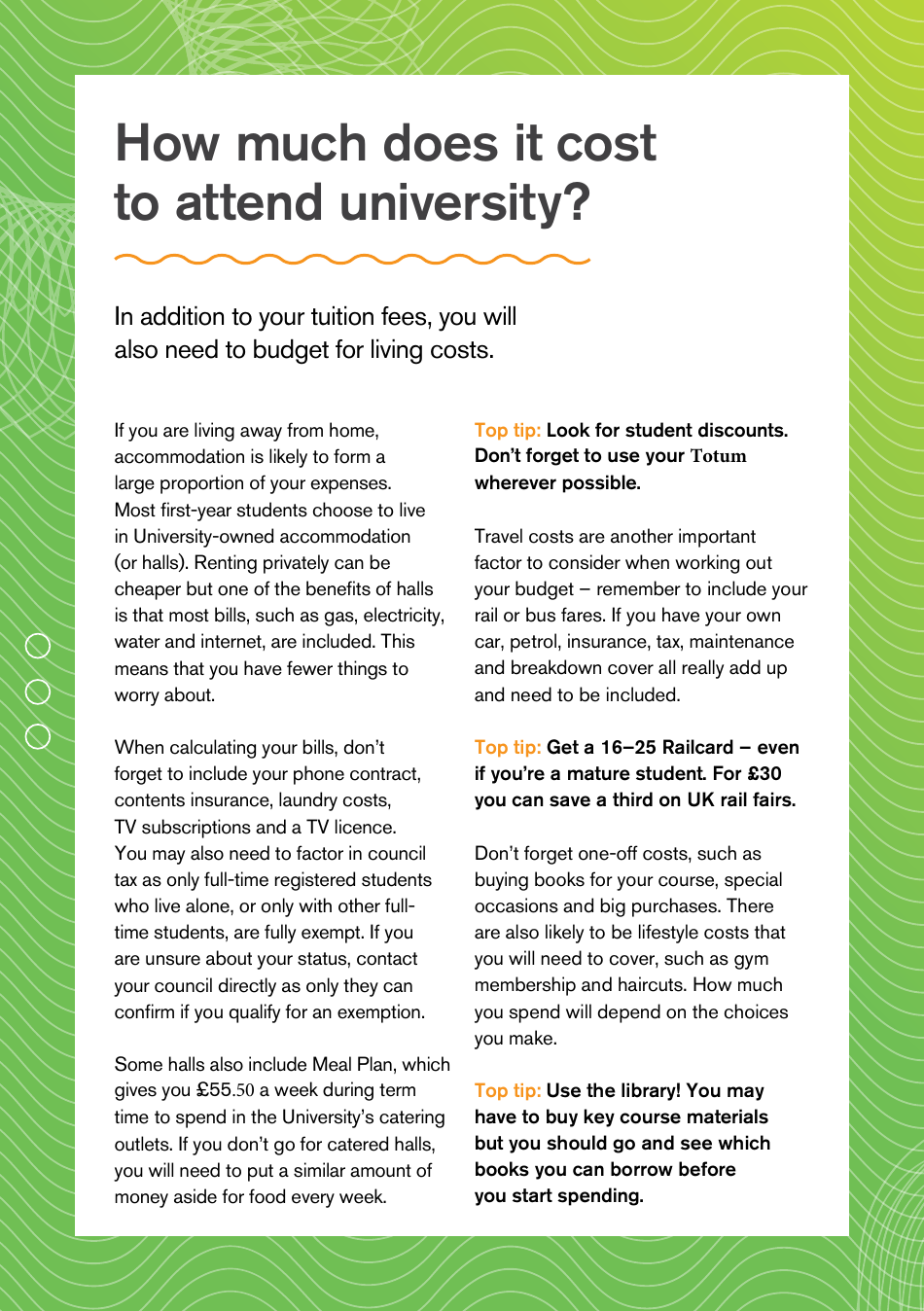 University Budget Planner, Page 6