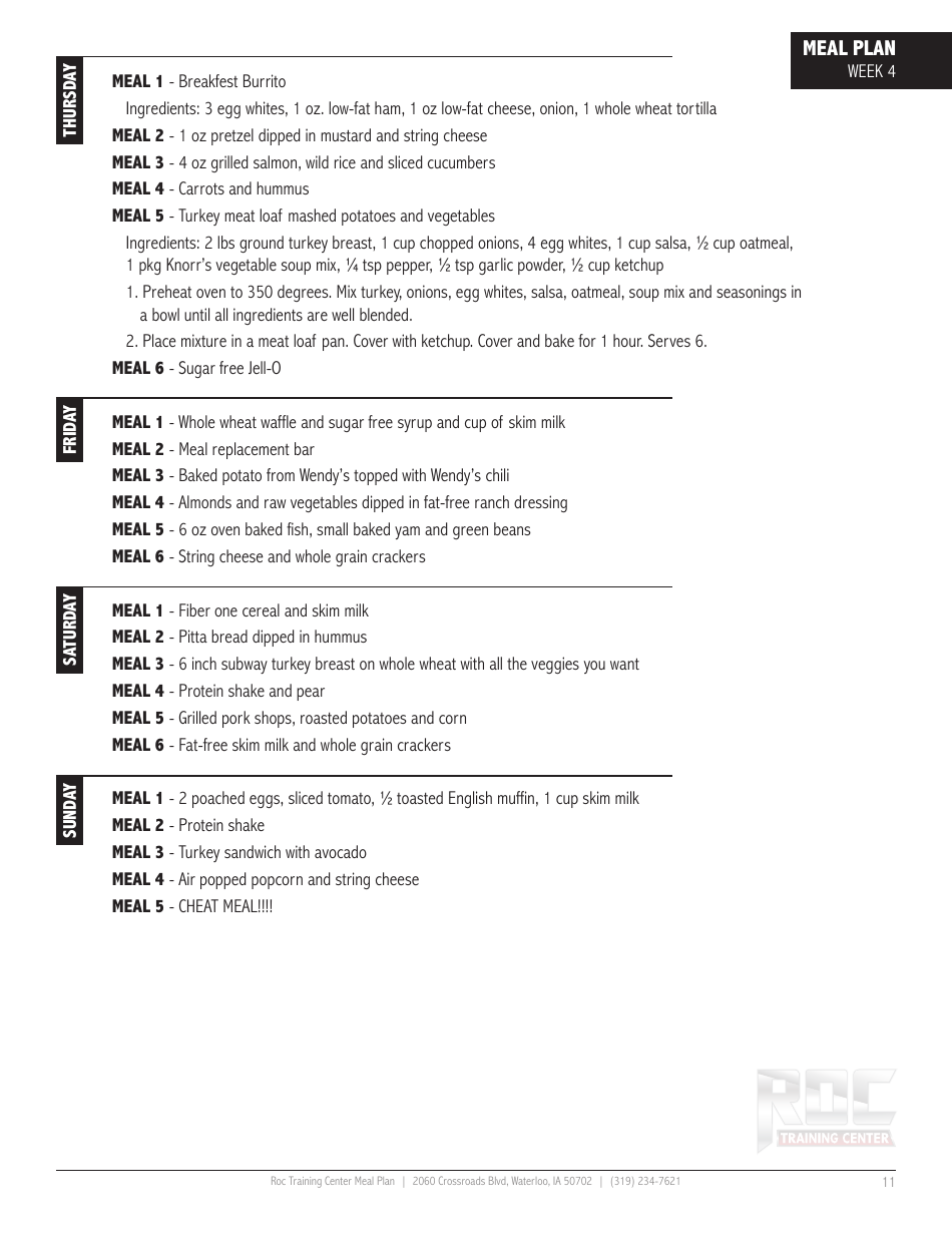 12 Week Meal Plan, Page 11