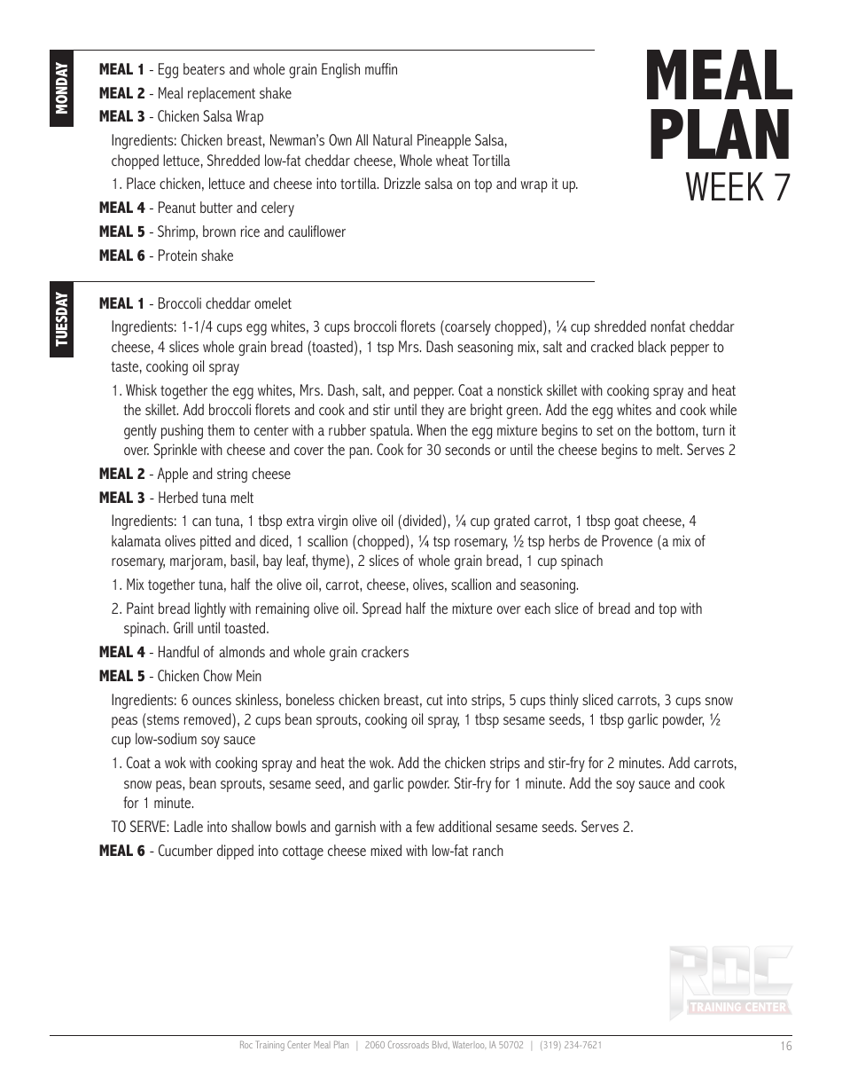 12 Week Meal Plan, Page 16