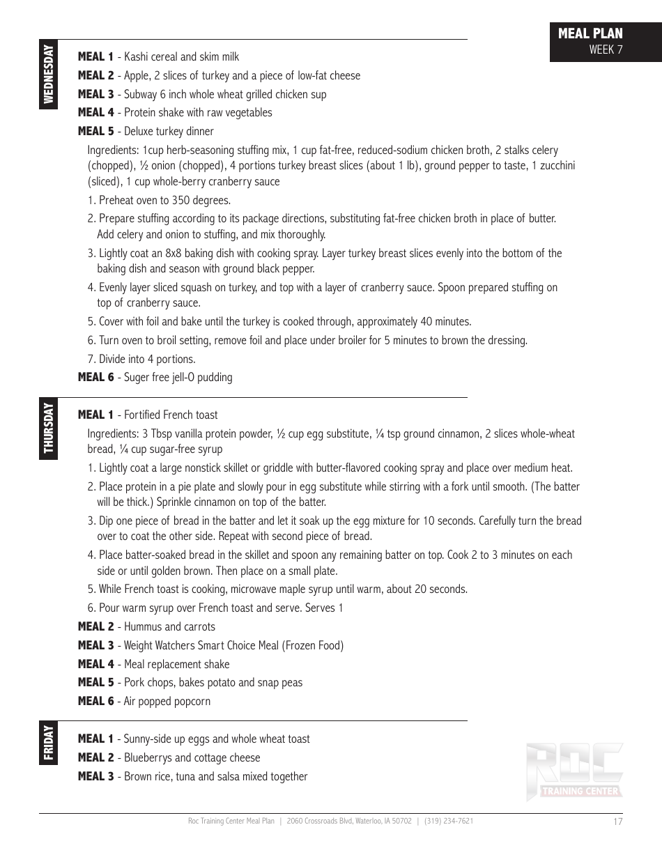 12 Week Meal Plan, Page 17