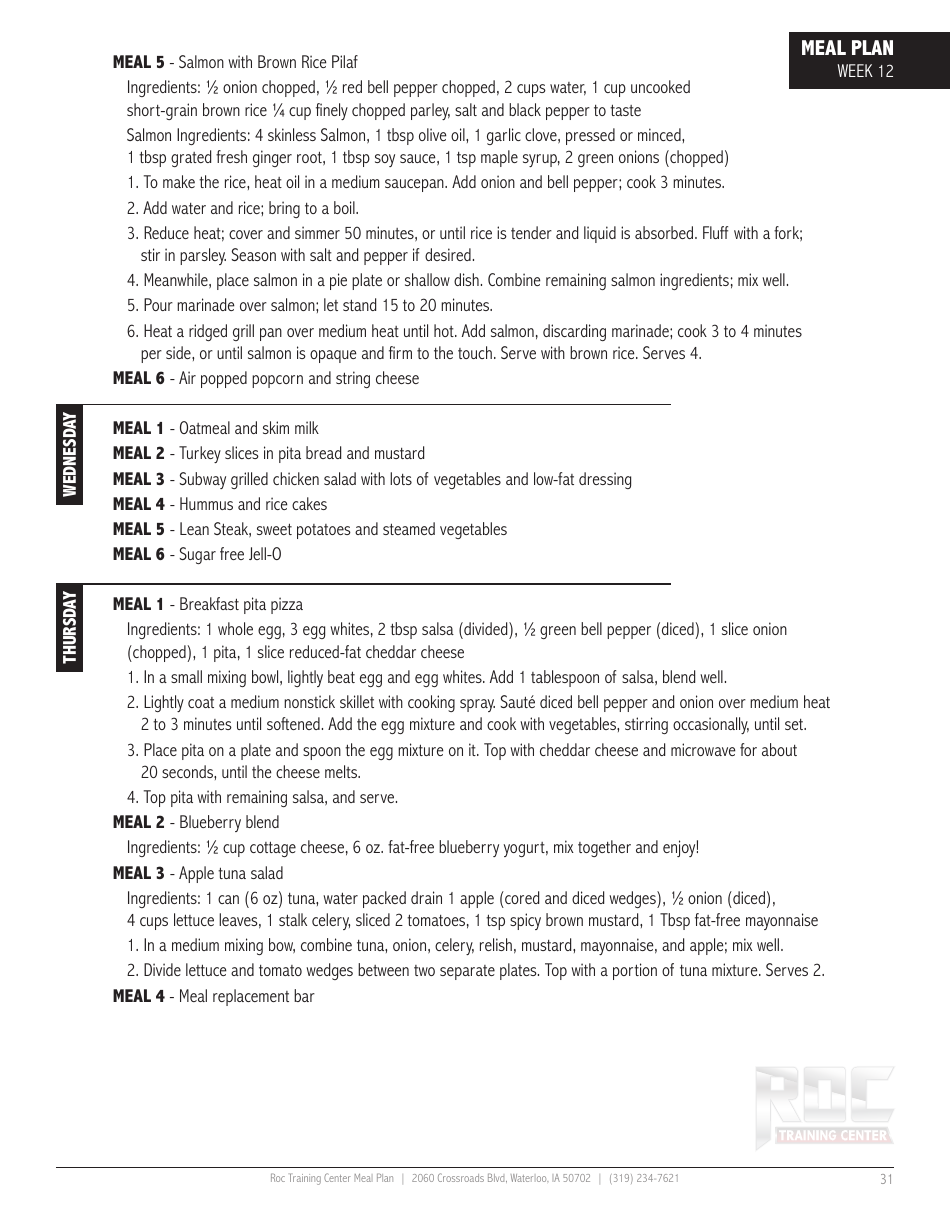 12 Week Meal Plan, Page 31