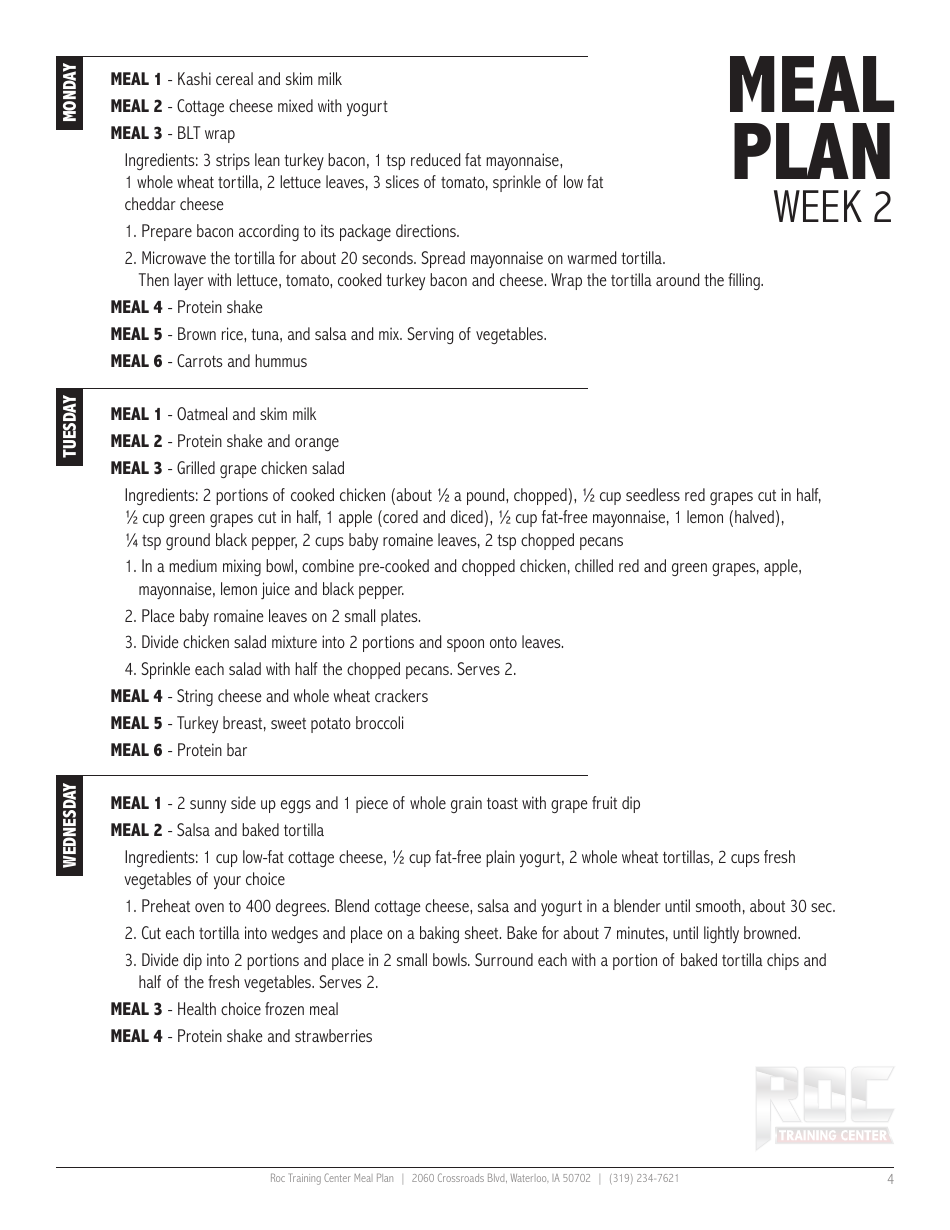 12 Week Meal Plan, Page 4