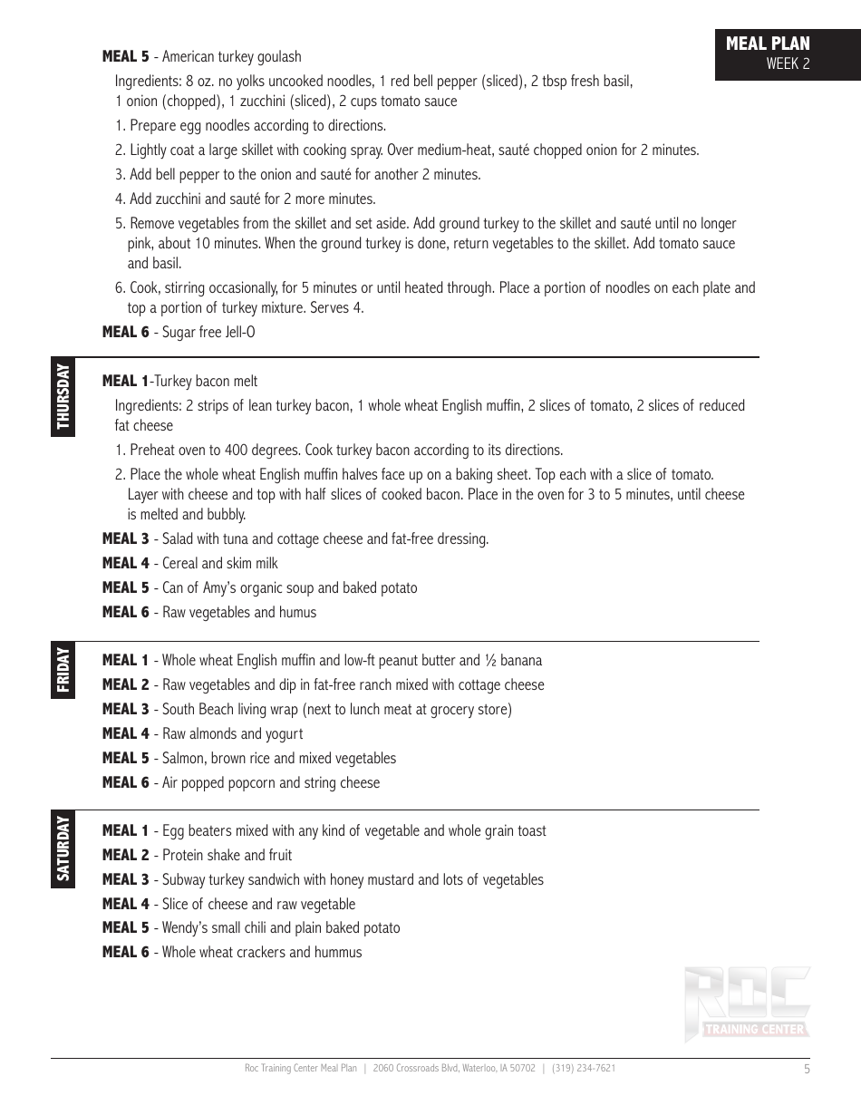 12 Week Meal Plan, Page 5