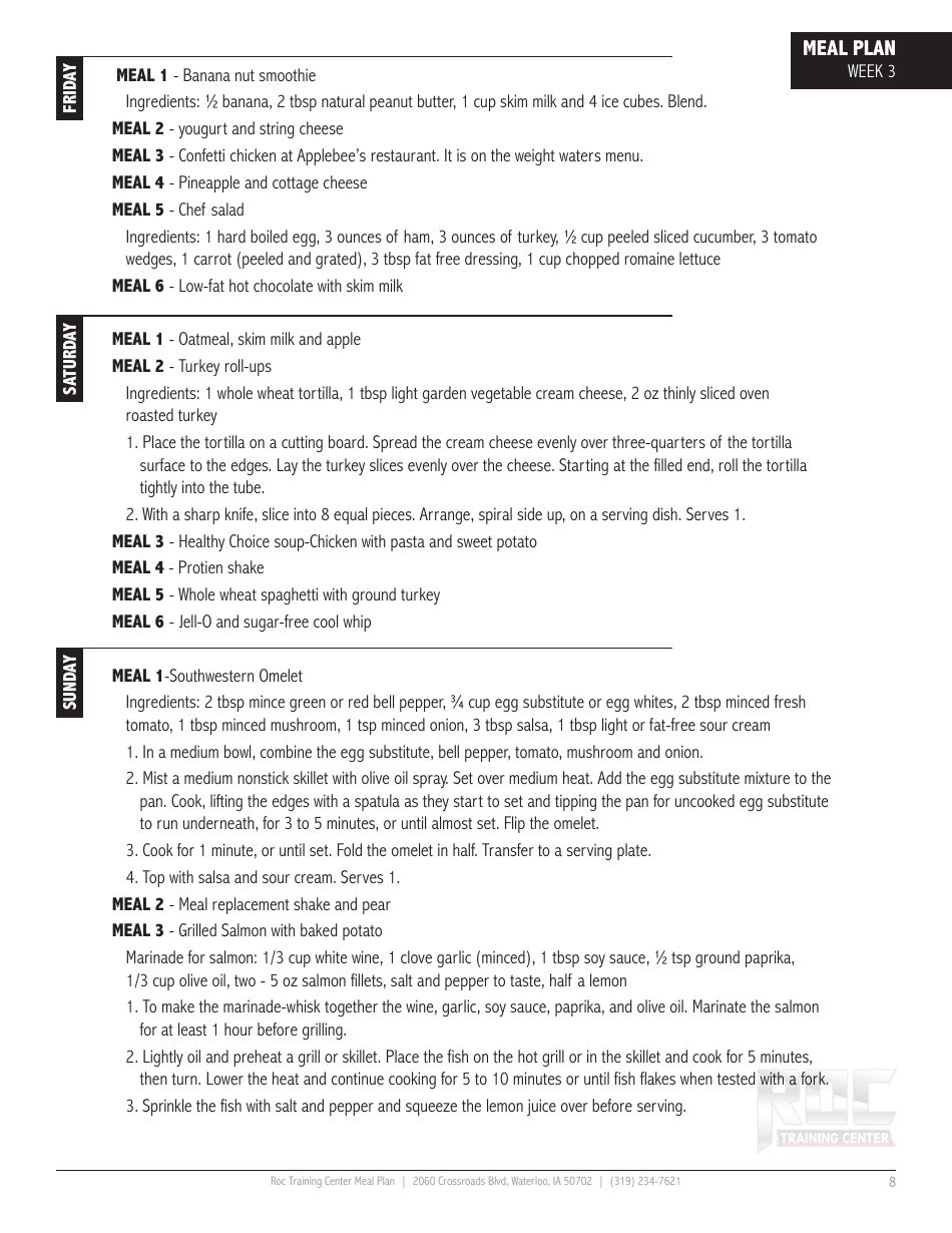 12 Week Meal Plan, Page 8