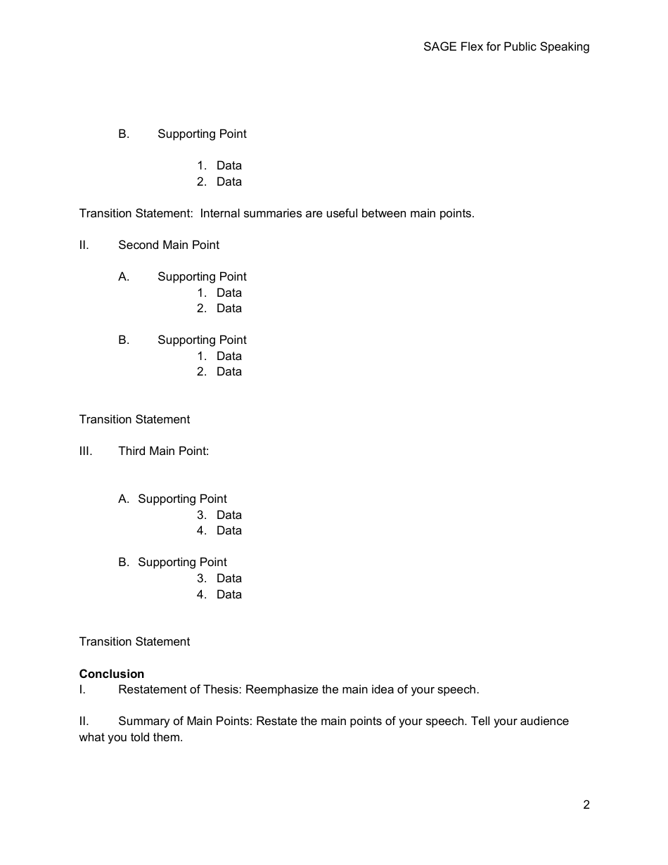 Sage Flex for Public Speaking Speech Outline Template Download ...