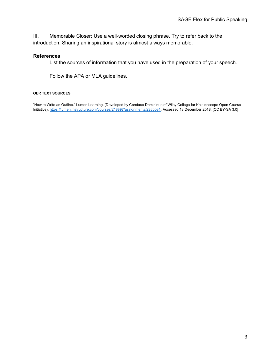 Sage Flex for Public Speaking Speech Outline Template, Page 3
