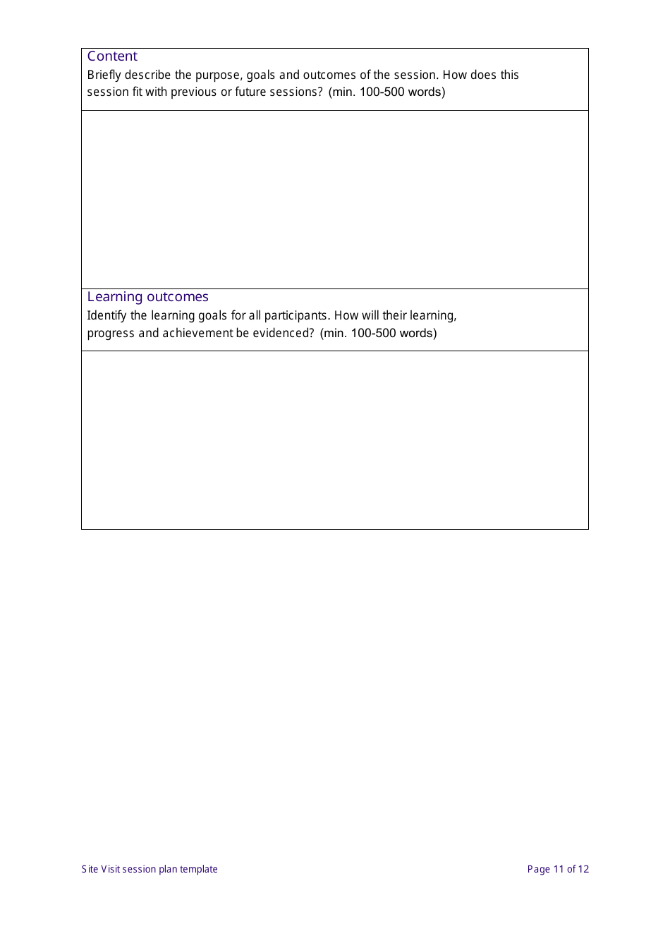 Site Visit Session Plan Template - New South Wales, Australia, Page 11