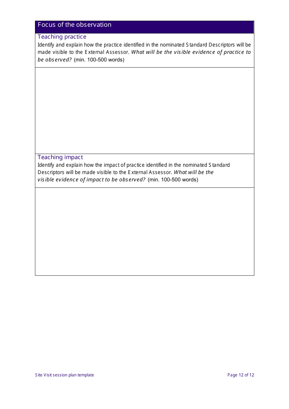 Site Visit Session Plan Template - New South Wales, Australia, Page 12