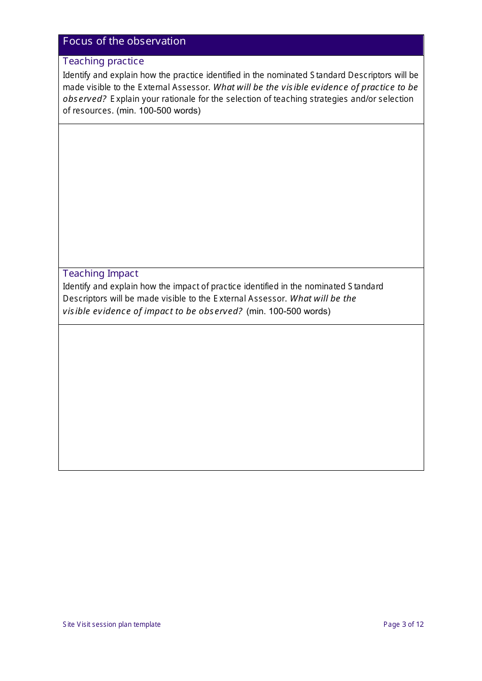 Site Visit Session Plan Template - New South Wales, Australia, Page 3
