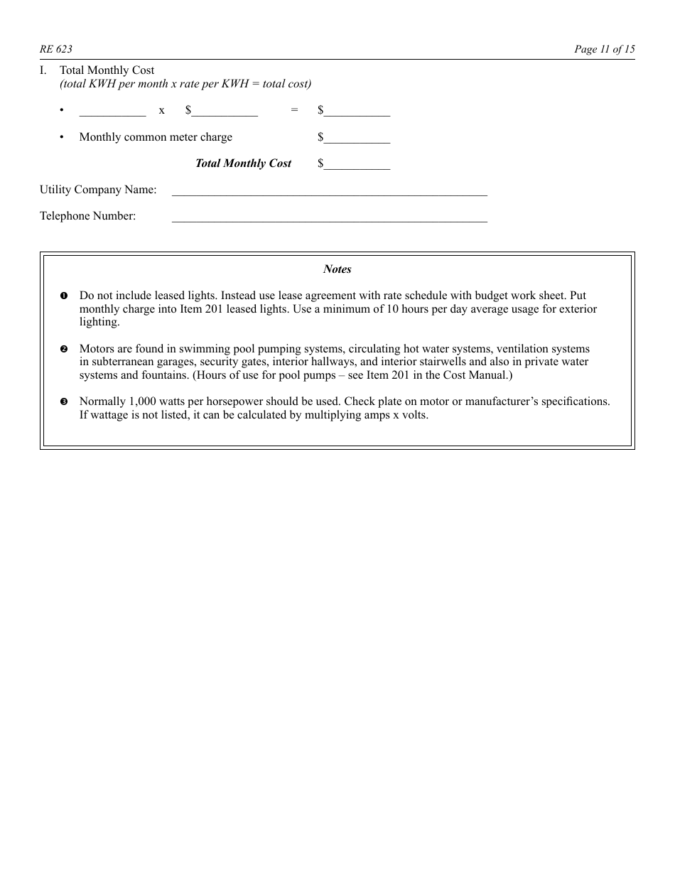 Form RE623 Budget Worksheet - California, Page 11