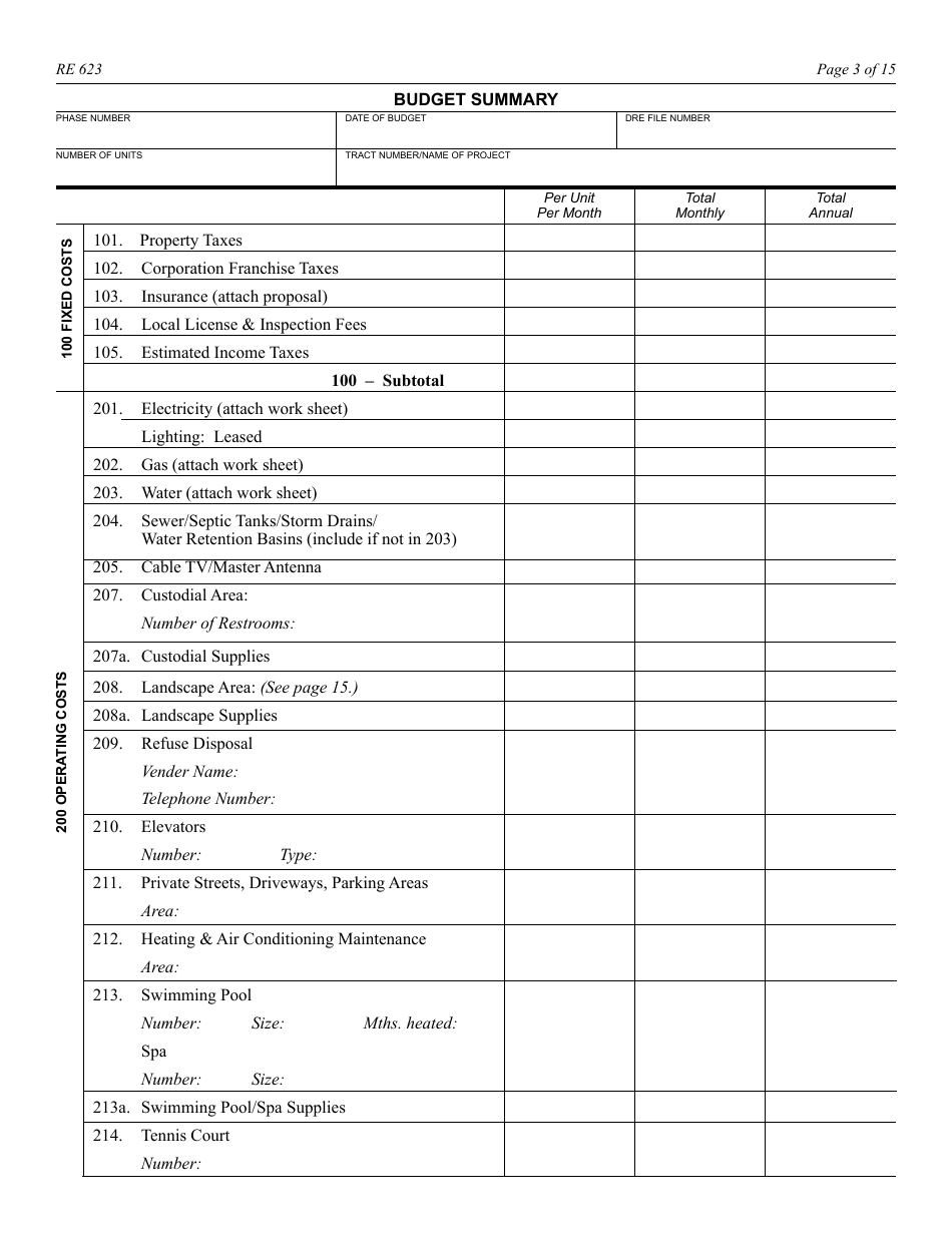 Form RE623 - Fill Out, Sign Online and Download Fillable PDF ...