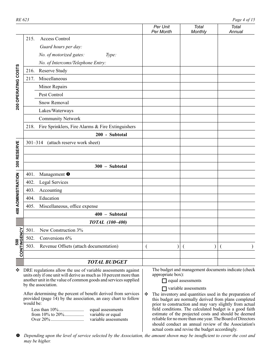 Form RE623 - Fill Out, Sign Online and Download Fillable PDF ...