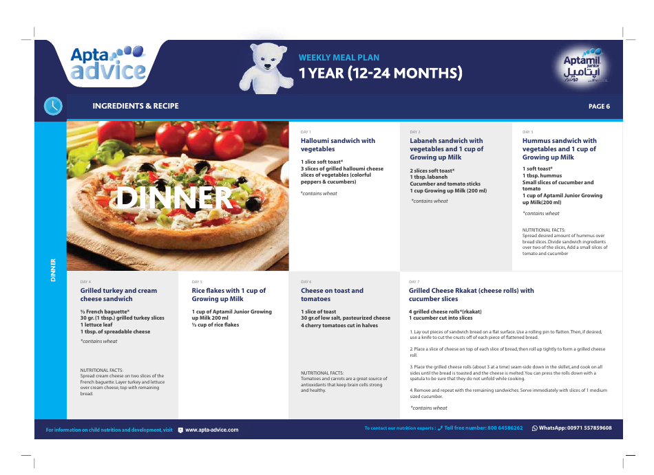 Weekly Meal Plan - 1 Year (12-24 Months), Page 6