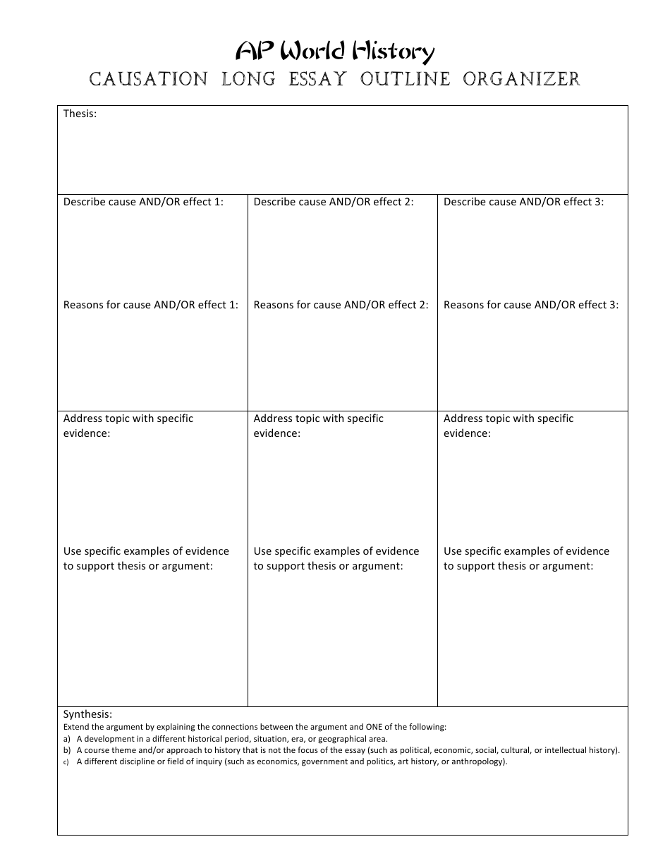 AP World History Causation Long Essay Outline Organizer - Template Roller