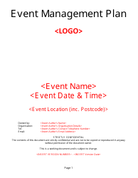Document preview: Event Management Plan Template