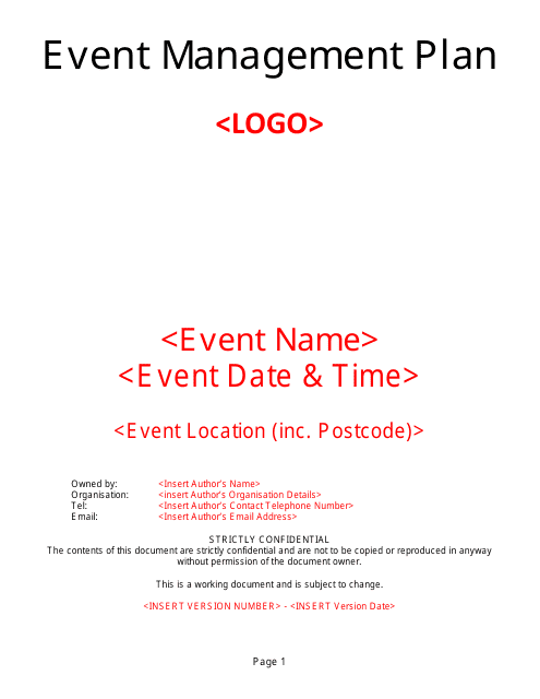 Event Management Plan Template Preview Image