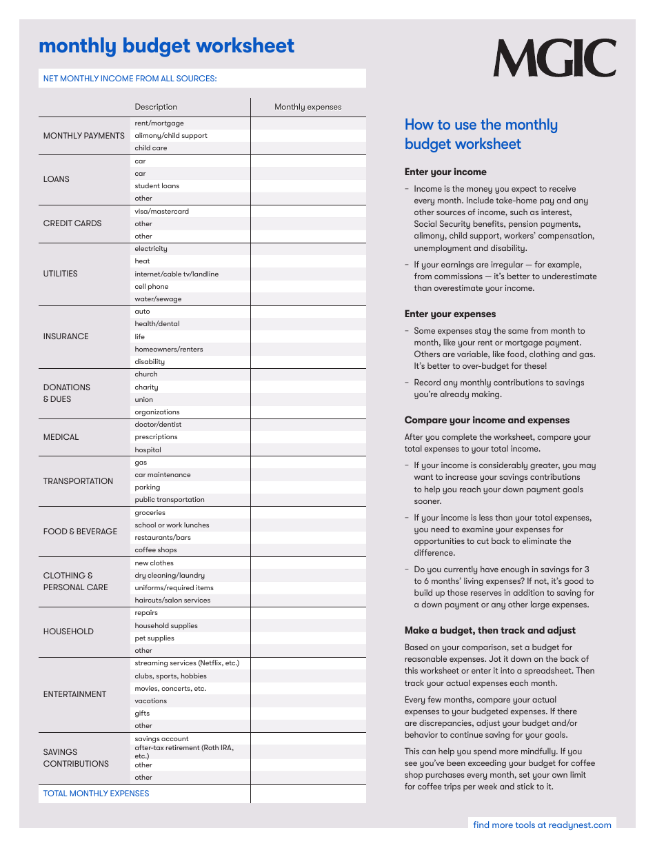 Monthly Budget Worksheet Mgic - Secure your financial future with our Monthly Budget Worksheet. Take control of your money and rule your finances with our comprehensive budget tool.