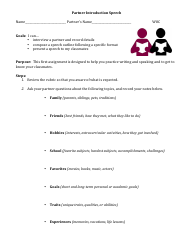 Document preview: Partner Introduction Speech Outline Template