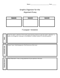 Document preview: Graphic Organizer for the Argument Essay