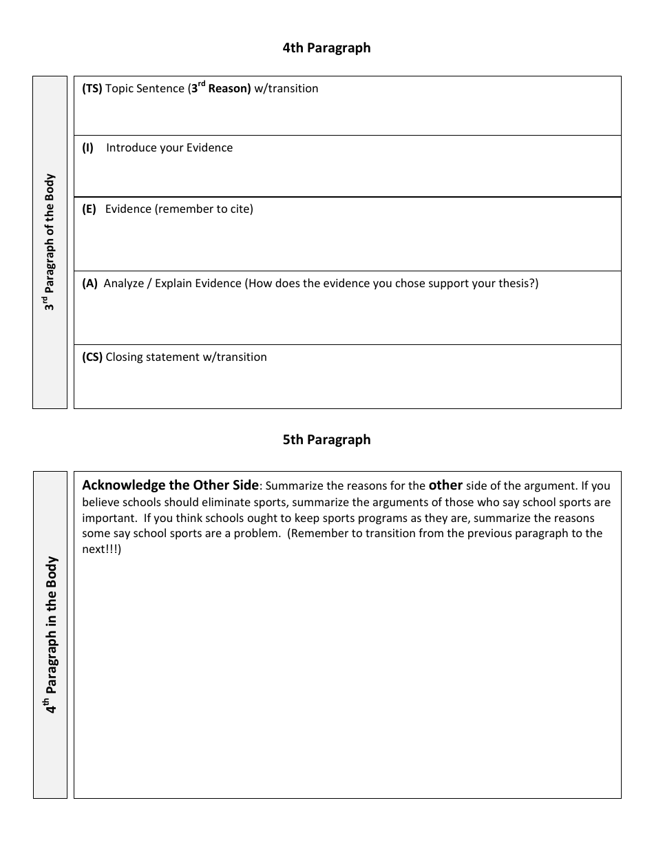 Graphic Organizer for the Argument Essay, Page 3