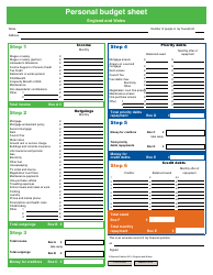Document preview: Personal Budget Sheet
