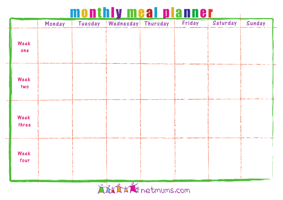Monthly Printable Meal Planner Templates Monthly Printable Meal Planner Templates