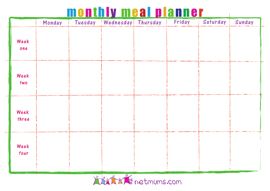 Monthly Meal Planner Template, Page 1
