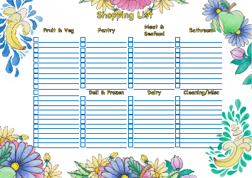 Weekly Meal Planner and Shopping List Template - Fruit and Flowers, Page 2