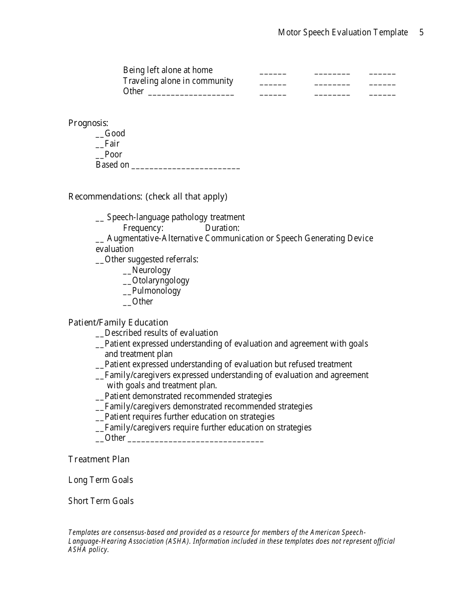 Motor Speech Evaluation Template Download Printable PDF Templateroller Motor Speech Evaluation Template Download Printable PDF Templateroller