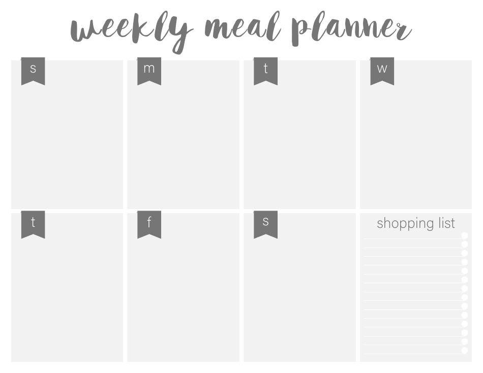 Weekly Meal Planner and Shopping List Template - Grey, Page 1