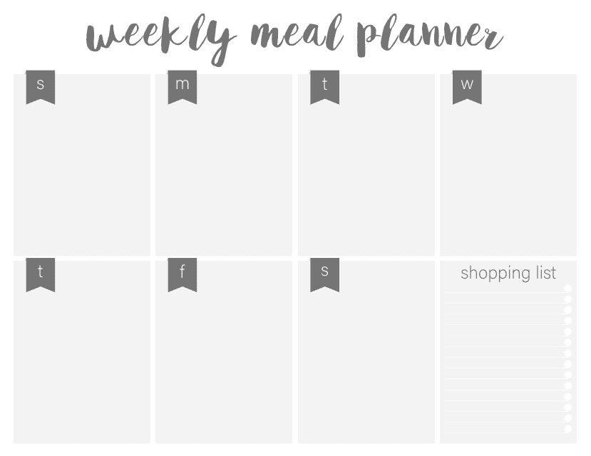 Weekly Meal Planner and Shopping List Template - Grey Download Pdf