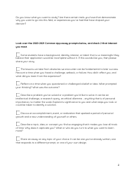 Personal Statement Worksheet, Page 2