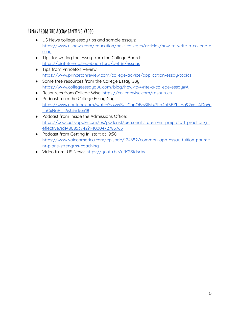 Personal Statement Worksheet, Page 5