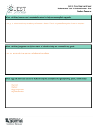Sample Quest for Success Unit 1 Performance Task 2 - Student Success Plan - Student Example 1 - Louisiana, Page 3