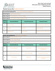 Document preview: Sample Quest for Success Unit 1 Performance Task 2 - Student Success Plan - Student Example 1 - Louisiana