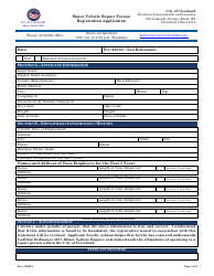 Motor Vehicle Repair Person Registration Application - City of Cleveland, Ohio, Page 2