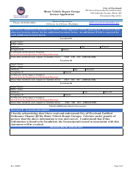 Motor Vehicle Repair Garage License Application - City of Cleveland, Ohio, Page 3