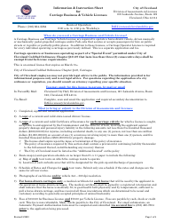 Document preview: Carriage Business & Vehicle License Application - City of Cleveland, Ohio