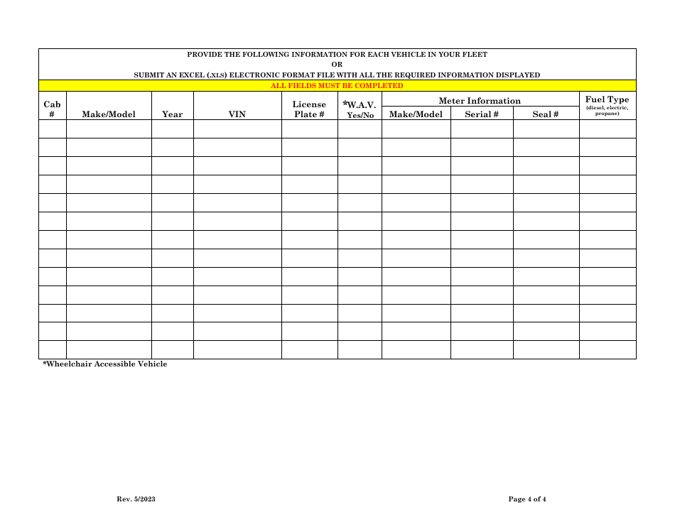 Taxicab License Application - City of Cleveland, Ohio, Page 4