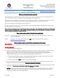 Document preview: Taxicab License Application - City of Cleveland, Ohio