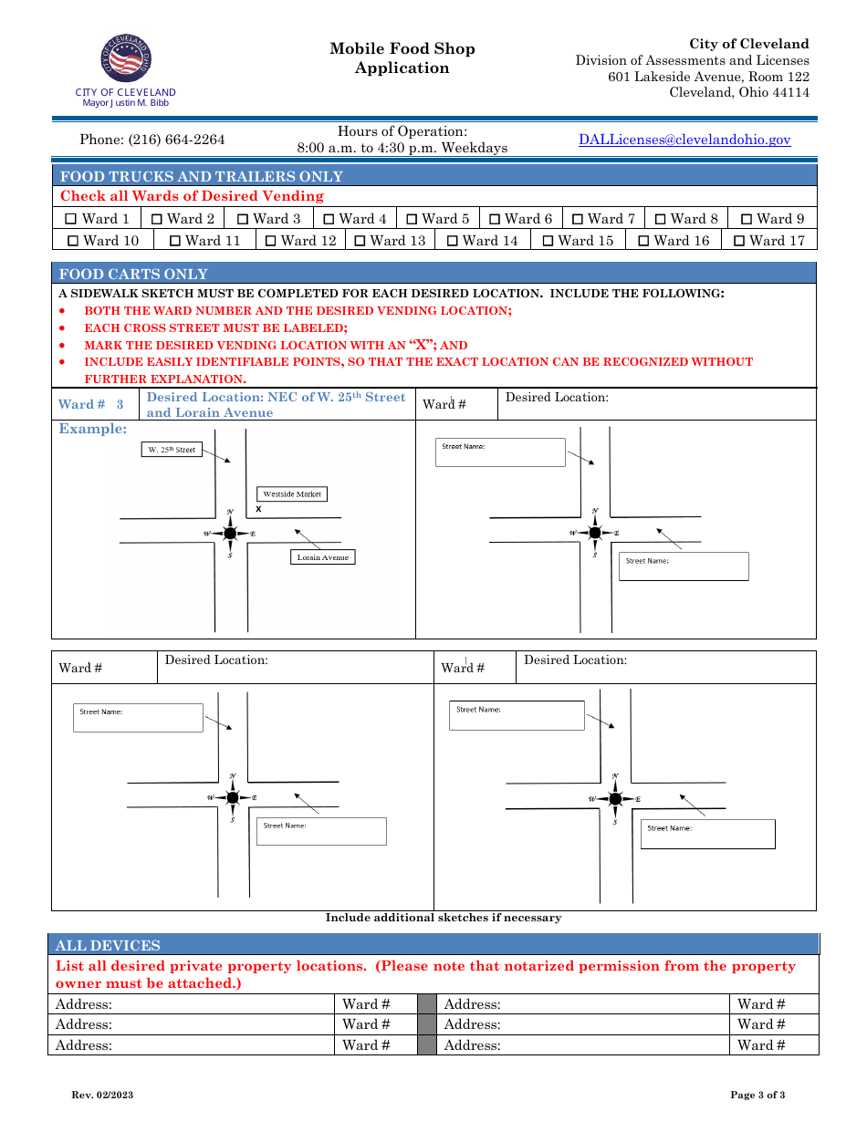 Mobile Food Shop Application - City of Cleveland, Ohio, Page 3