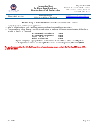 Hazardous Chemicals: Right-To-Know Code Registration Application - City of Cleveland, Ohio, Page 2