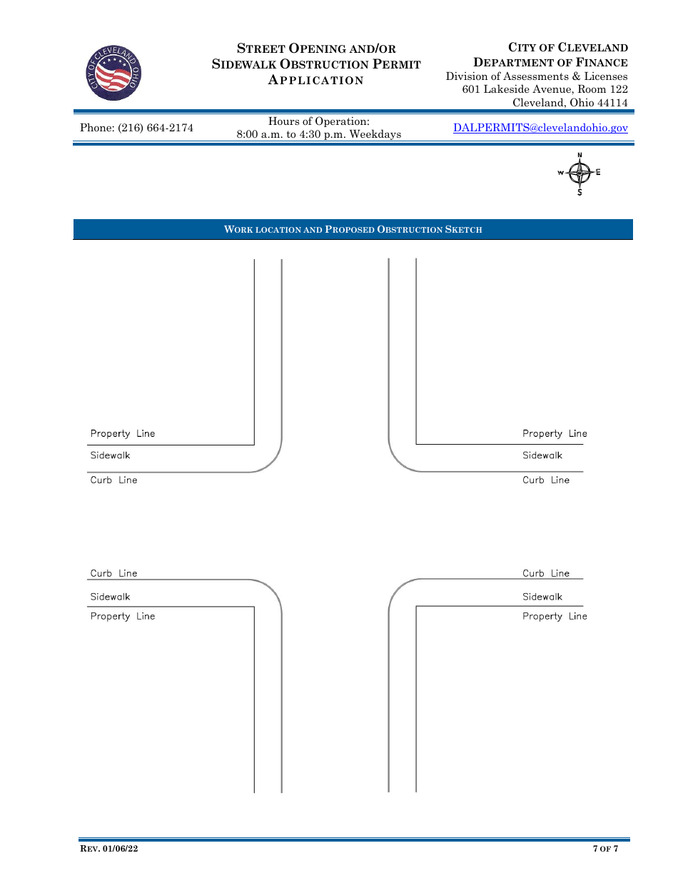 Street Opening and / or Sidewalk Obstruction Permit Application - City of Cleveland, Ohio, Page 7