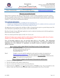 Document preview: Application for Street Vendor Location Permit - City of Cleveland, Ohio