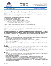 Document preview: Tow Truck License Application - City of Cleveland, Ohio