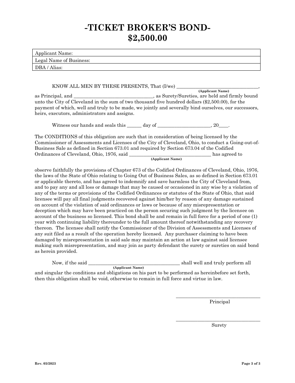 Going-Out-Of-Business Sale Application - City of Cleveland, Ohio, Page 3