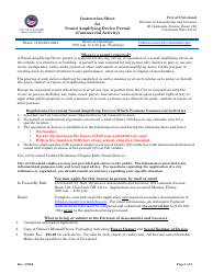 Document preview: Sound Amplifying Device Permit (Commercial Activity) Application - City of Cleveland, Ohio
