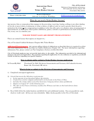 Ticket Broker License Application - City of Cleveland, Ohio